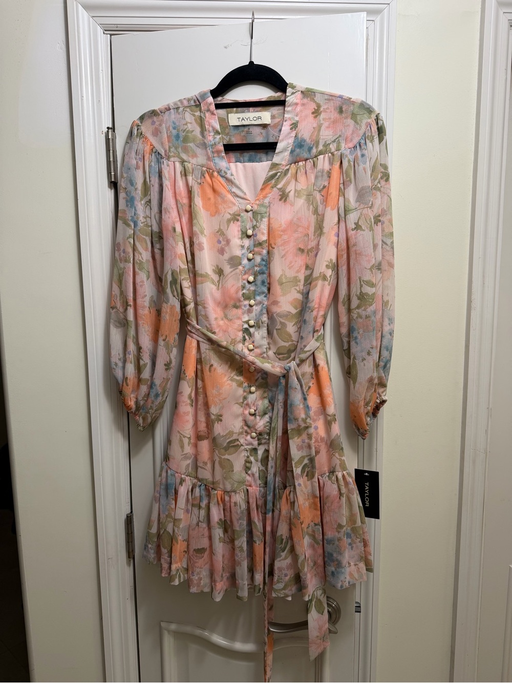 Taylor Pastel Floral Mini Dress in Pink, Peach & Blue